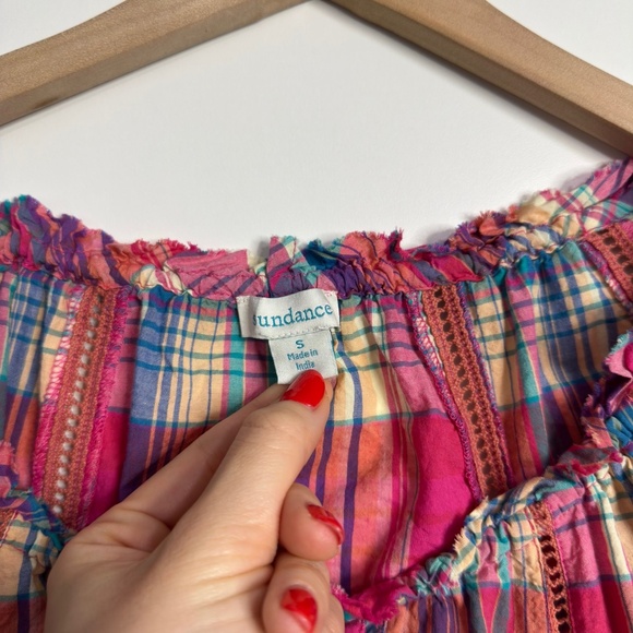 SUNDANCE Plaid Peasant Top - Picture 9 of 9